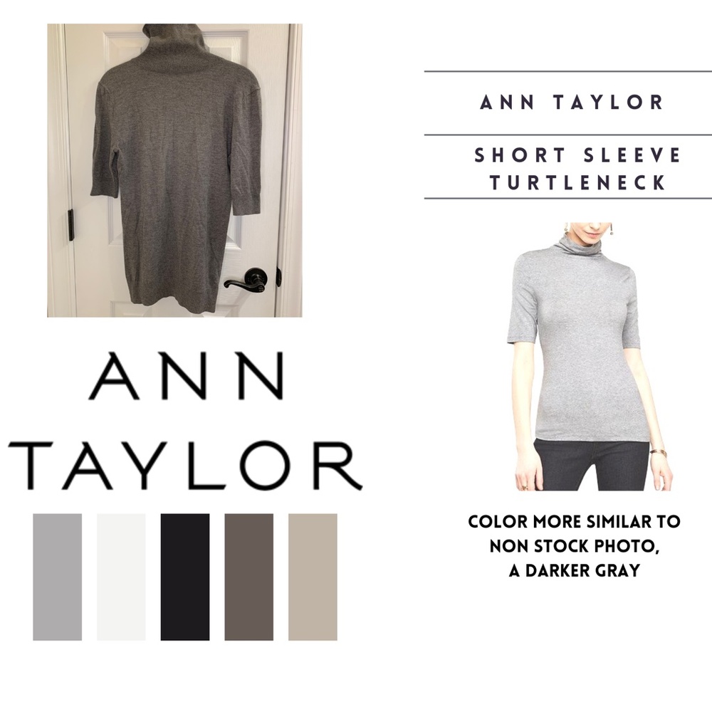 Classy Ann Taylor Short Sleeve Gray Turtleneck